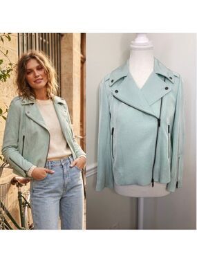 Club Monaco Lightweight Mint Bomber Moto Jacket XS